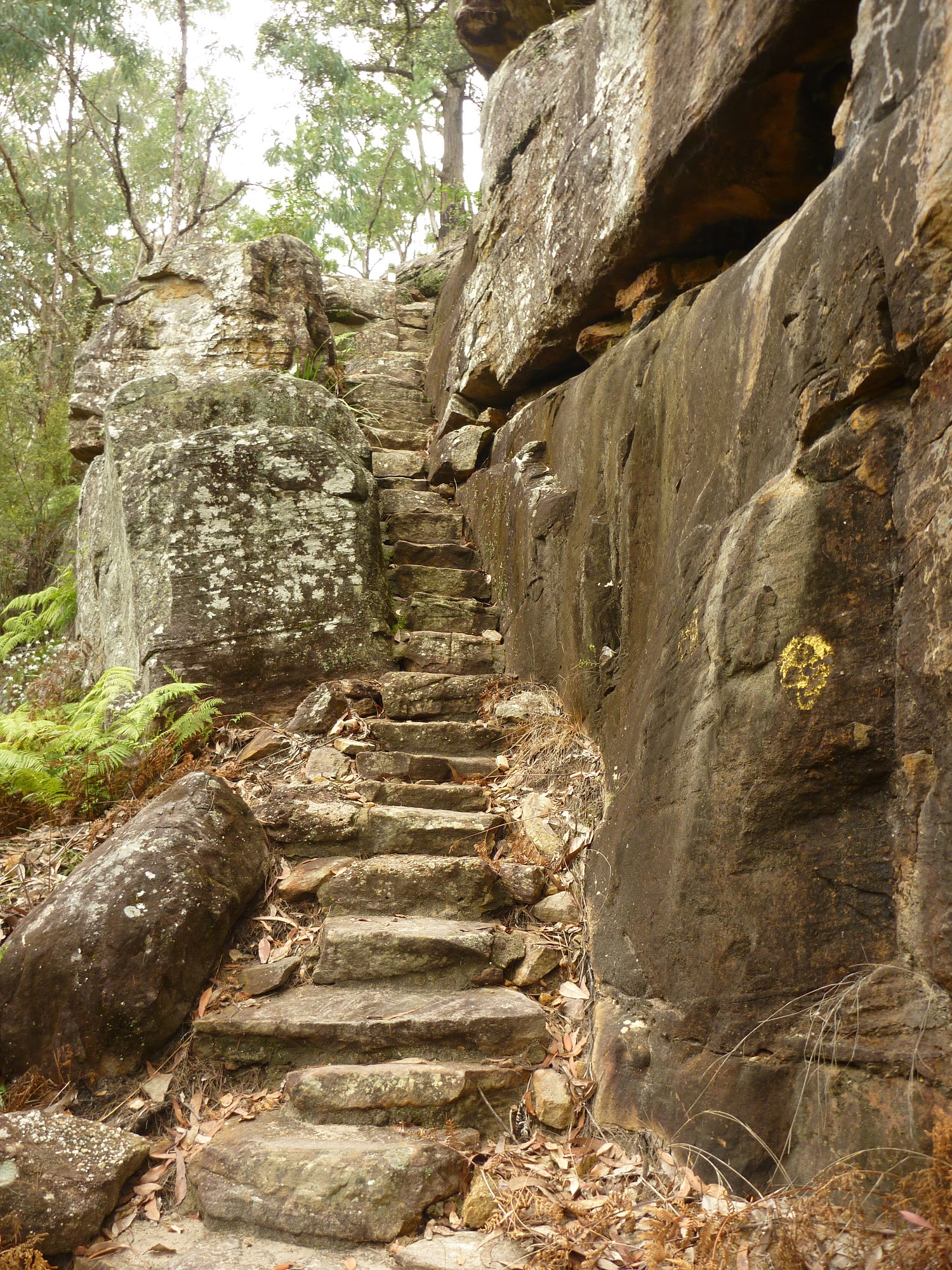 Stone steps leading up the side of the cliff
