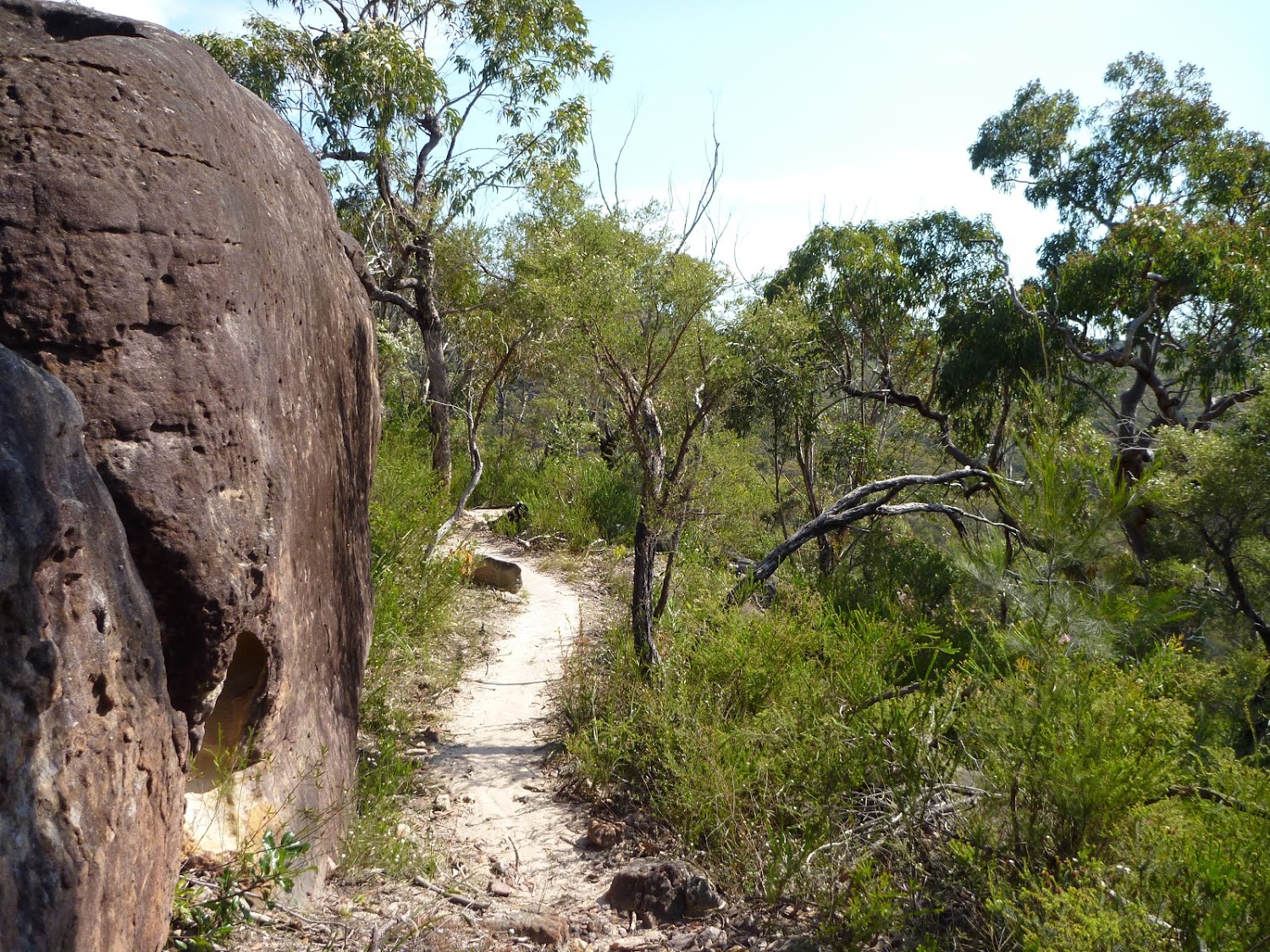 Large rock wall near valley viewing area