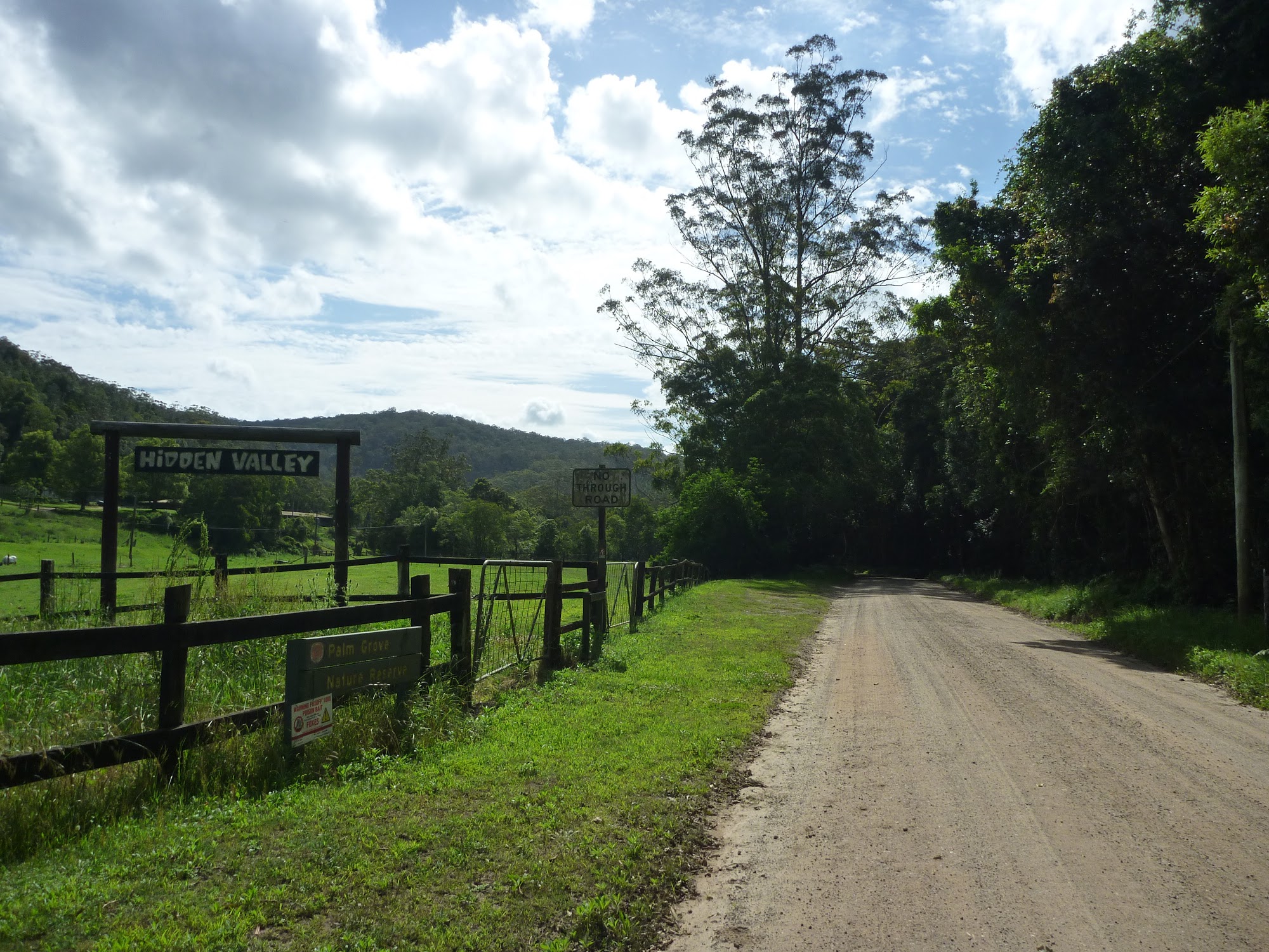 Walking along Ourimbah Creek Road beside Hidden Valley
